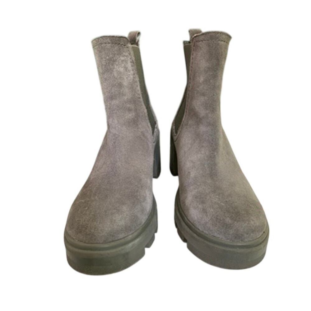 Splendid Melissa Gray Suede Lug Sole Chelsea Ankle Boot Size 8.5